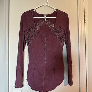 Free People keepsake crochet Henley